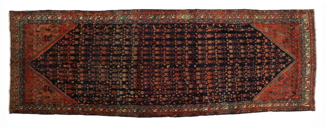 PERSIAN ZANJAN HAND TIED WOOL RUG, 15'5" x 6'2" (1 of 3)