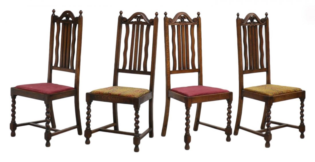 (4) ENGLISH OAK HIGHBACK CHAIRS (1 of 7)