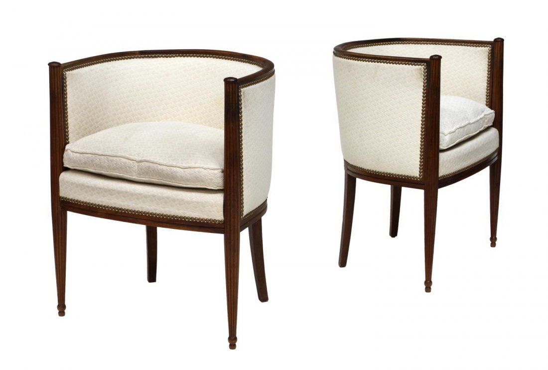 (2) FRENCH UPHOLSTERED ARM CHAIRS (1 of 5)