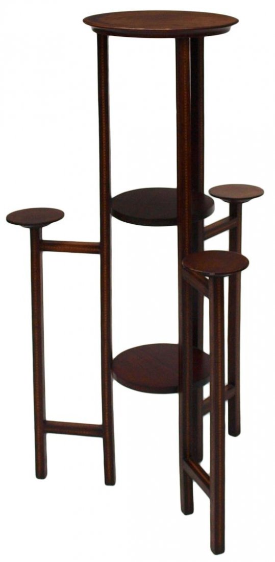 EDWARDIAN INLAID MAHOGANY PLANT STAND, C. 1905 (1 of 2)