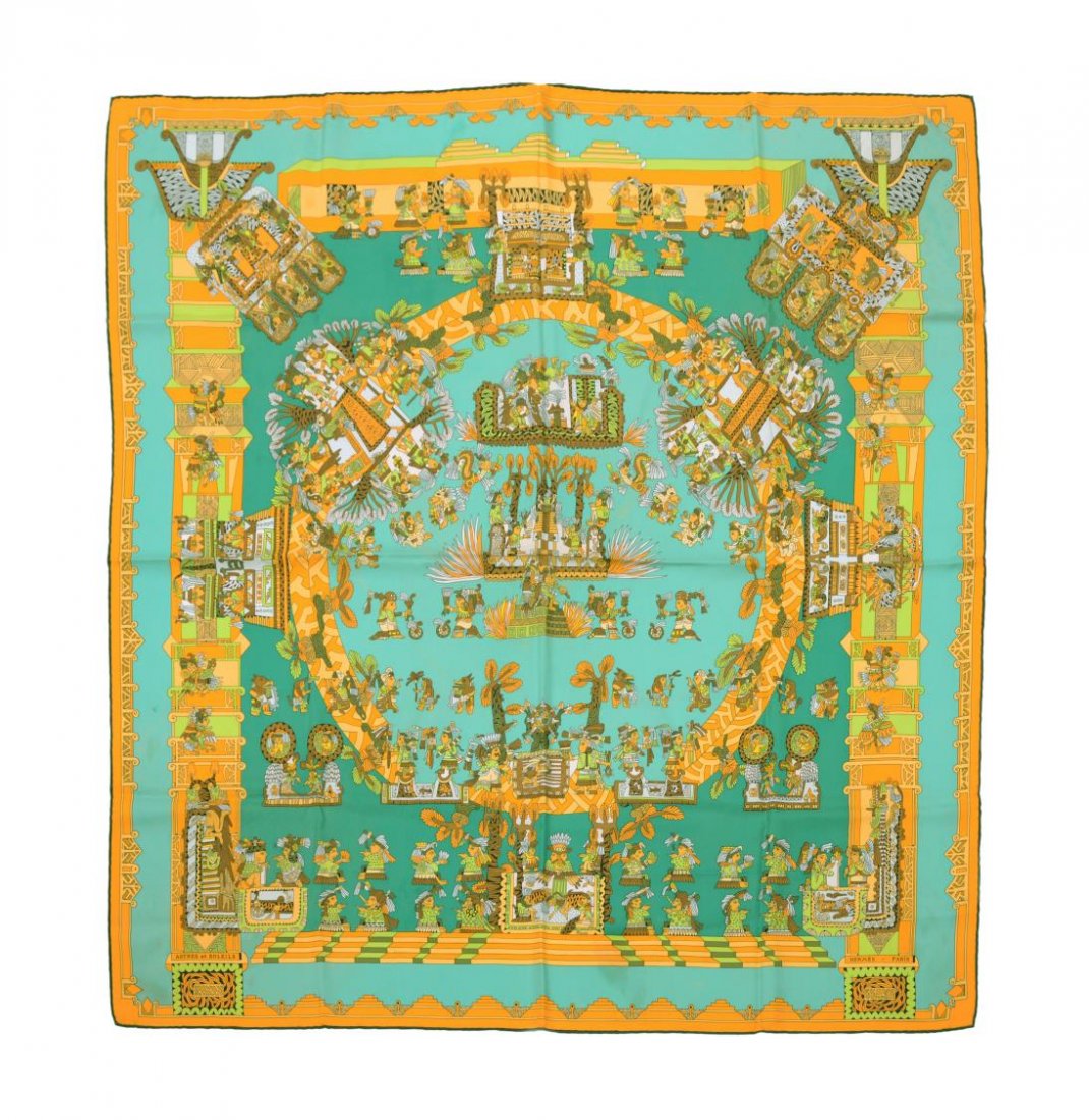 HERMES ASTRES ET SOLEILS ANNIE FAIVRE NECK SCARF (1 of 5)