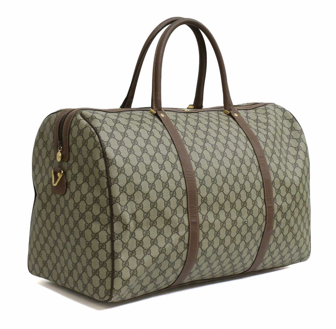 GUCCI BEIGE MONOGRAM CANVAS TRAVELING DUFFLE BAG (1 of 5)