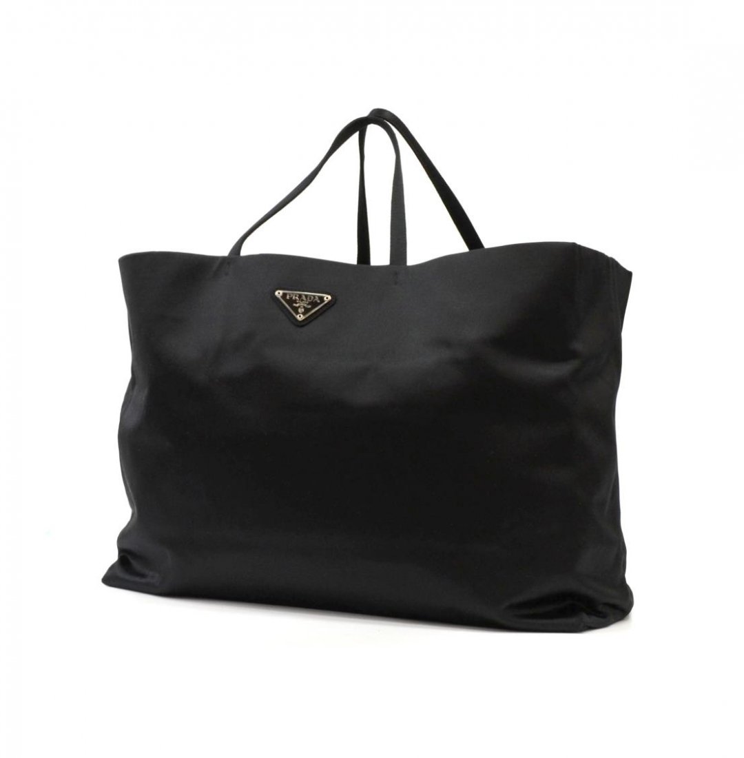 PRADA BLACK SATIN TOTE BAG (1 of 5)
