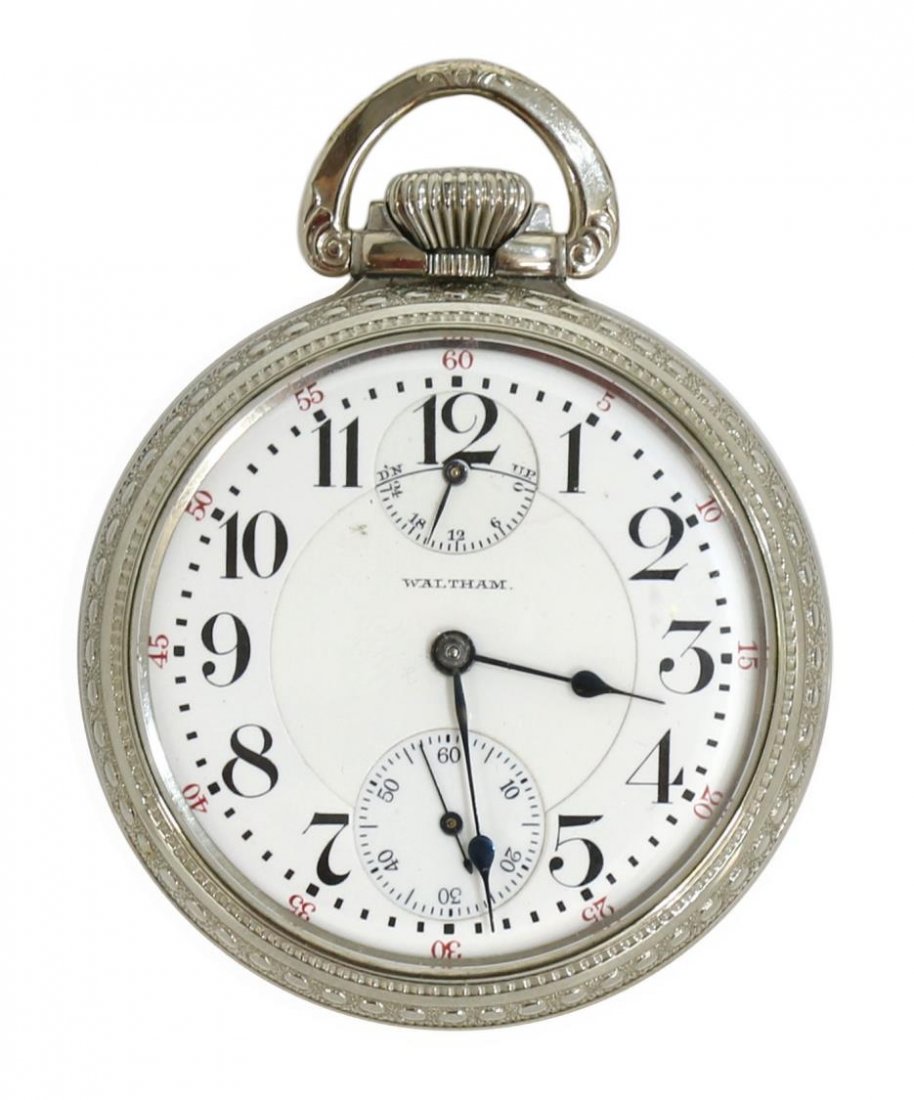 WALTHAM VANGUARD 23J WIND INDICATOR POCKET WATCH (1 of 4)