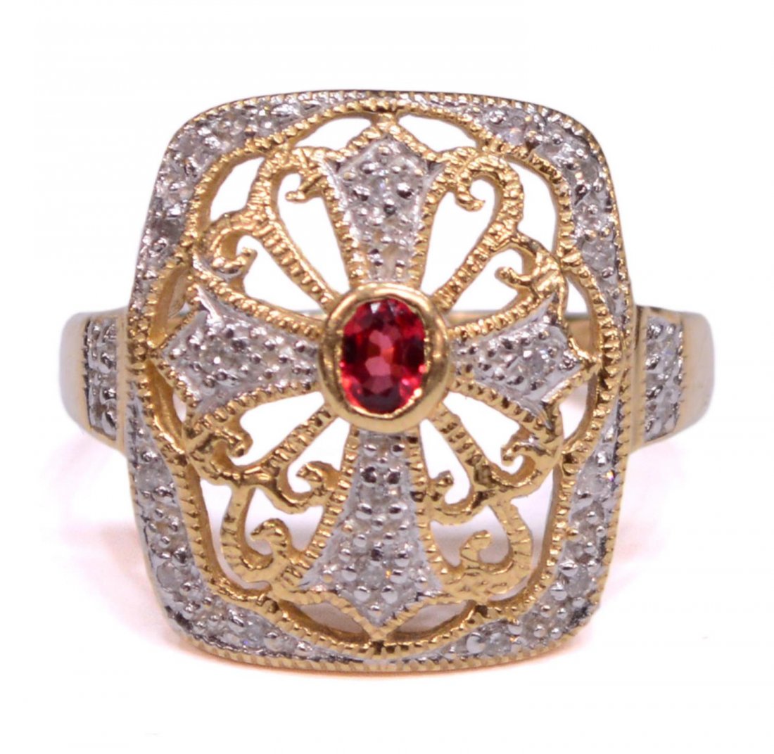 LADIES 14KT GOLD, DIAMOND & GEMSTONE ESTATE RING (1 of 4)