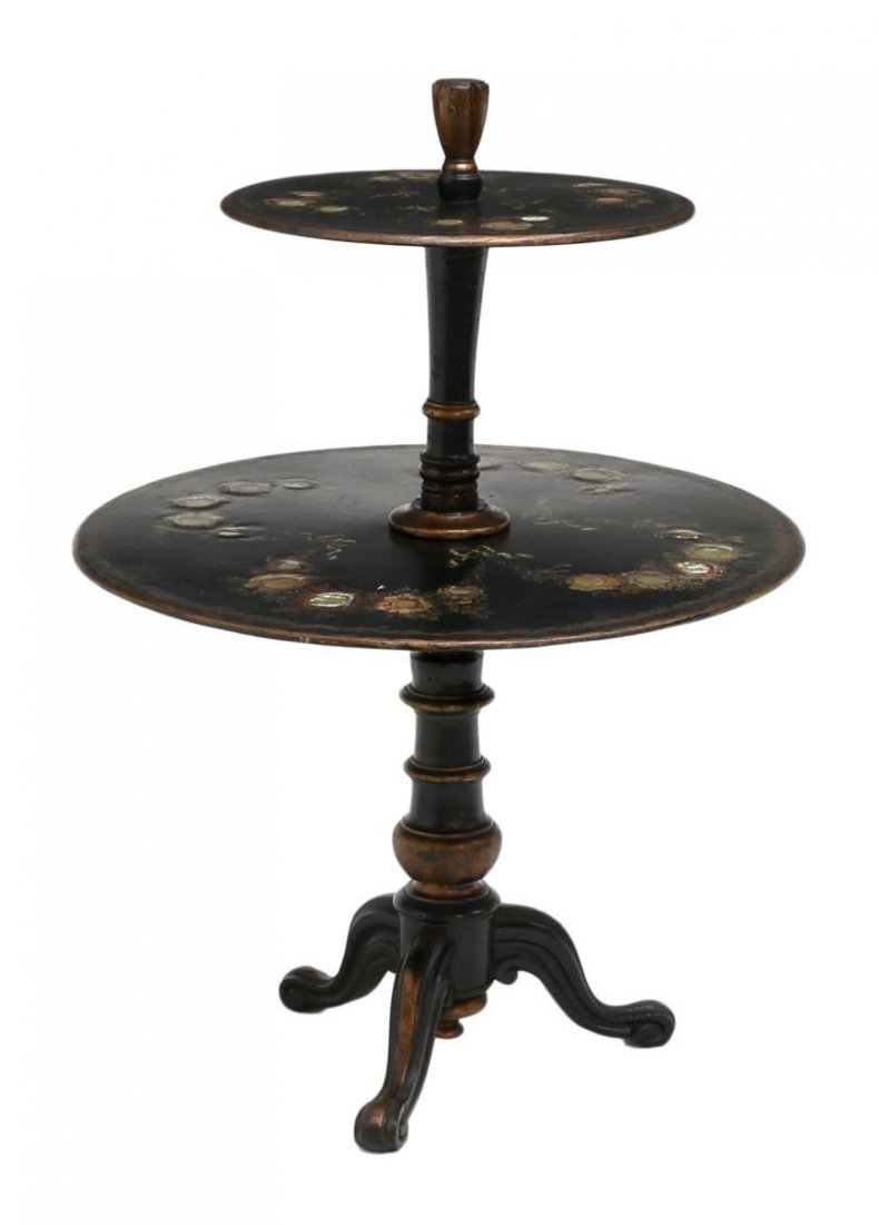 NAPOLEON III PARCEL GILT INLAID TWO-TIER TABLE (1 of 2)