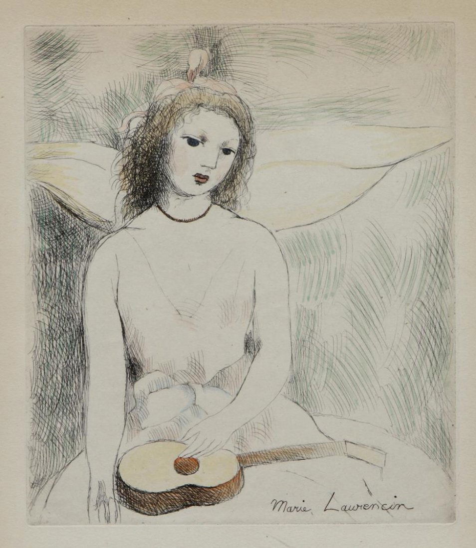 Marie Laurencin、FEMME A GUITARE Femme à la guitare (1940) - Marie Laurencin | Wikioo.org