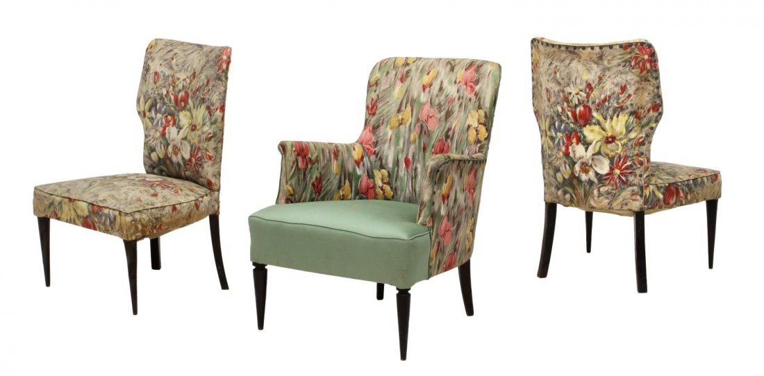 (3) ITALIAN FLORAL UPHOLSTERED BEDROOM CHAIRS (1 of 4)