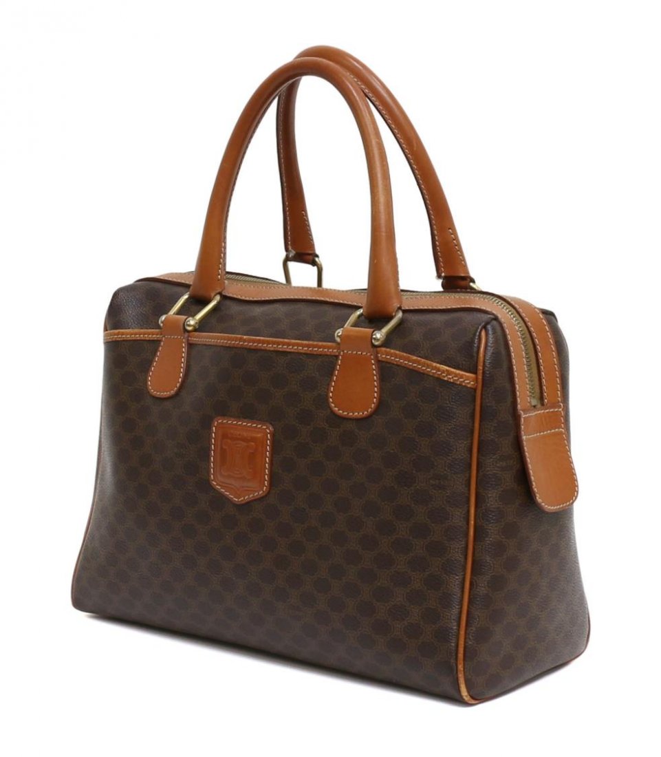 VINTAGE CELINE PARIS BROWN MACADAM HANDBAG (1 of 5)