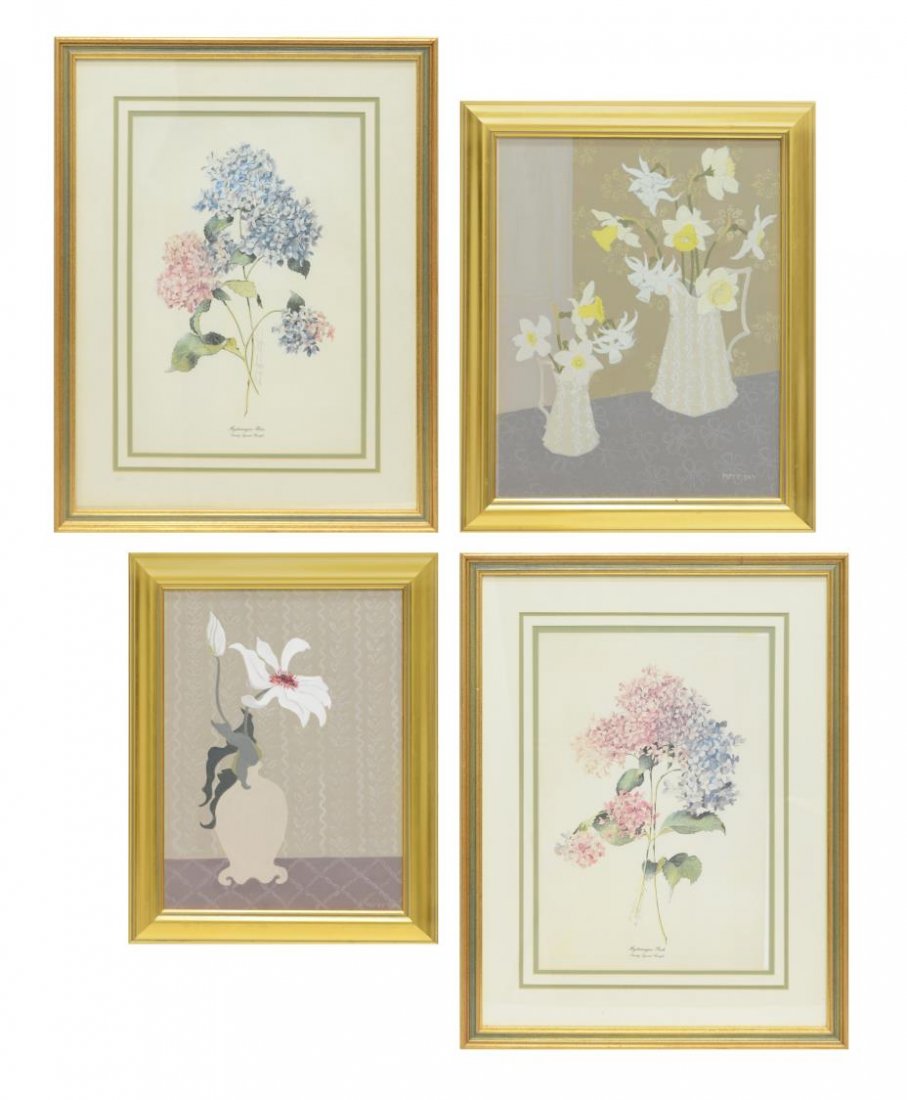 (4) FRAMED CONTINENTAL FLORAL PRINTS & PAINTING (1 of 9)