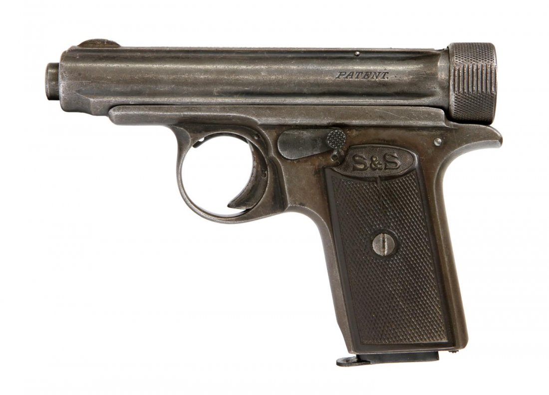 SAUER & SOHN MODEL 1914 PISTOL, 7.65MM: Sauer & Sohn Model 1914 semi-automatic pistol, 7.65 caliber, 2.95"barrel, seven round magazine, checkered grips both marked S&S, SN 58XXX *REQUIRES FFL TRANSER Start Price: $150.00