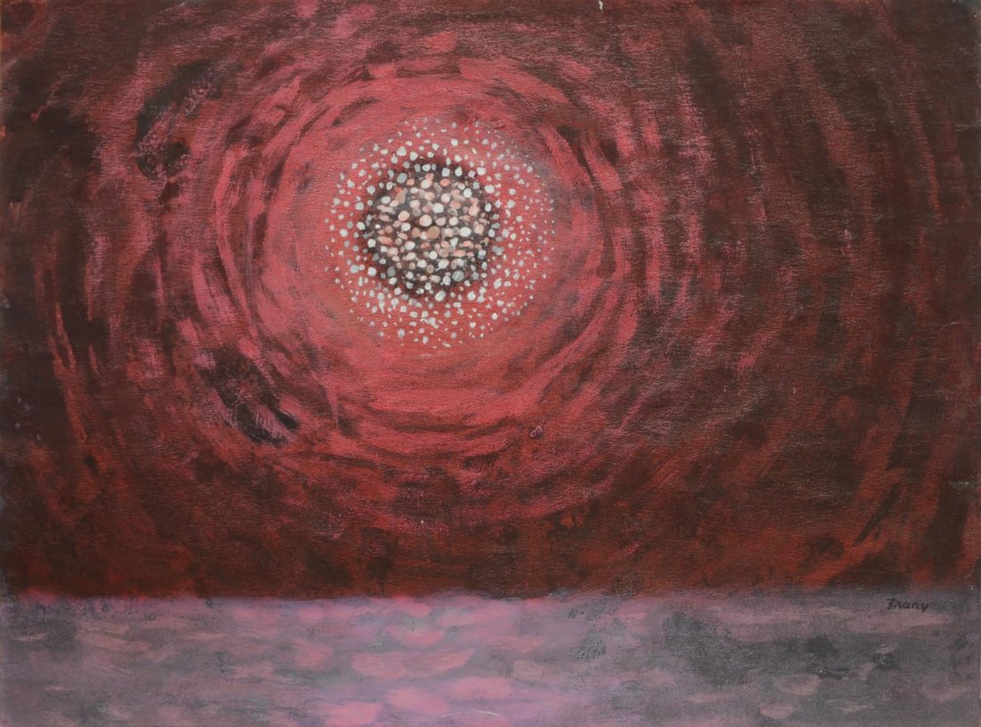 MICHAEL FRARY (1918-2005) WATERCOLOR, SURREALISM: Unframed watercolor on paper, Universe, signed lower right Frary (Michael G. Frary, California, Texas, 1918- 2005), 18"h, 24"w Start Price: $150.00