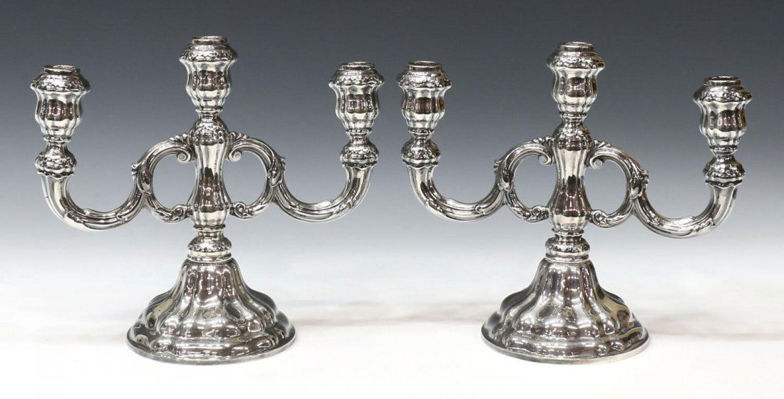 (2) FINE STERLING SILVER THREE-LIGHT CANDELABRAS (1 of 3)