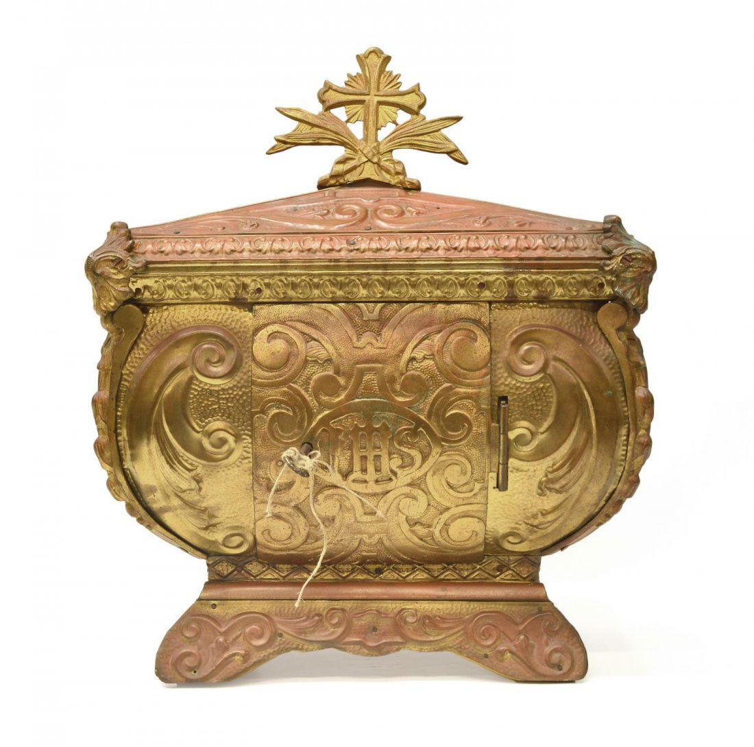 CONTINENTAL RELIGOUS PARCEL GILT METAL TABERNACLE (1 of 7)