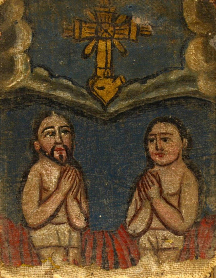 MEXICO RETABLO ON CANVAS, TIN FRAME (1 of 6)