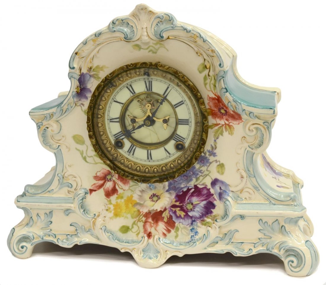 ANSONIA LA NORD ROYAL BONN PORCELAIN MANTLE CLOCK (1 of 8)