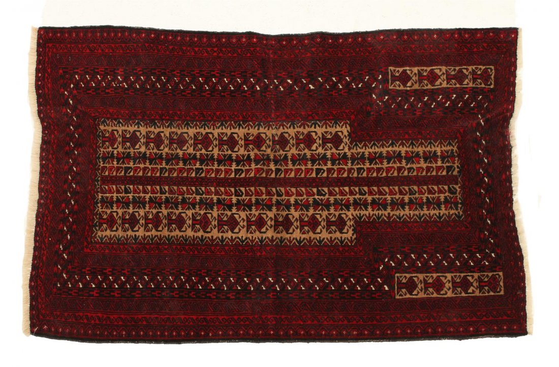 PAKISTANI BOKHARA HAND TIED WOOL RUG, 4'2" x 2'10" (1 of 2)