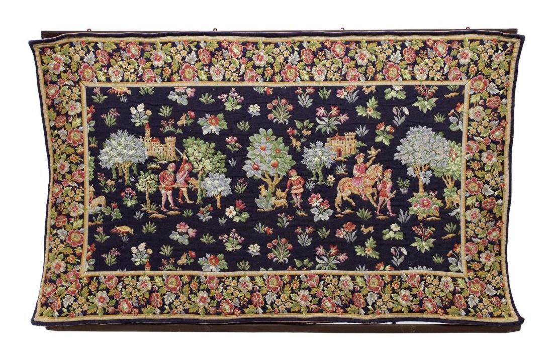 LARGE FRENCH TAPESTRY, HUNT SCENE (1 of 4)