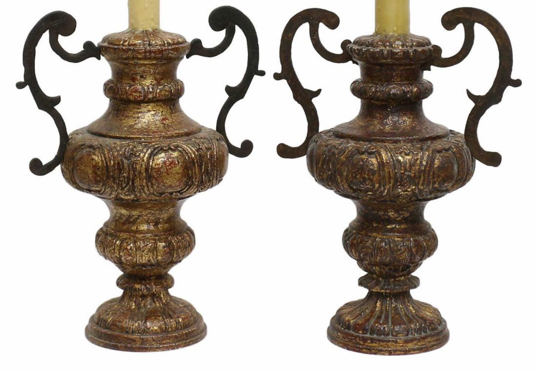 (2) CUSTOM MARCIA BROWN GILTWOOD IRON TABLE LAMPS (1 of 3)