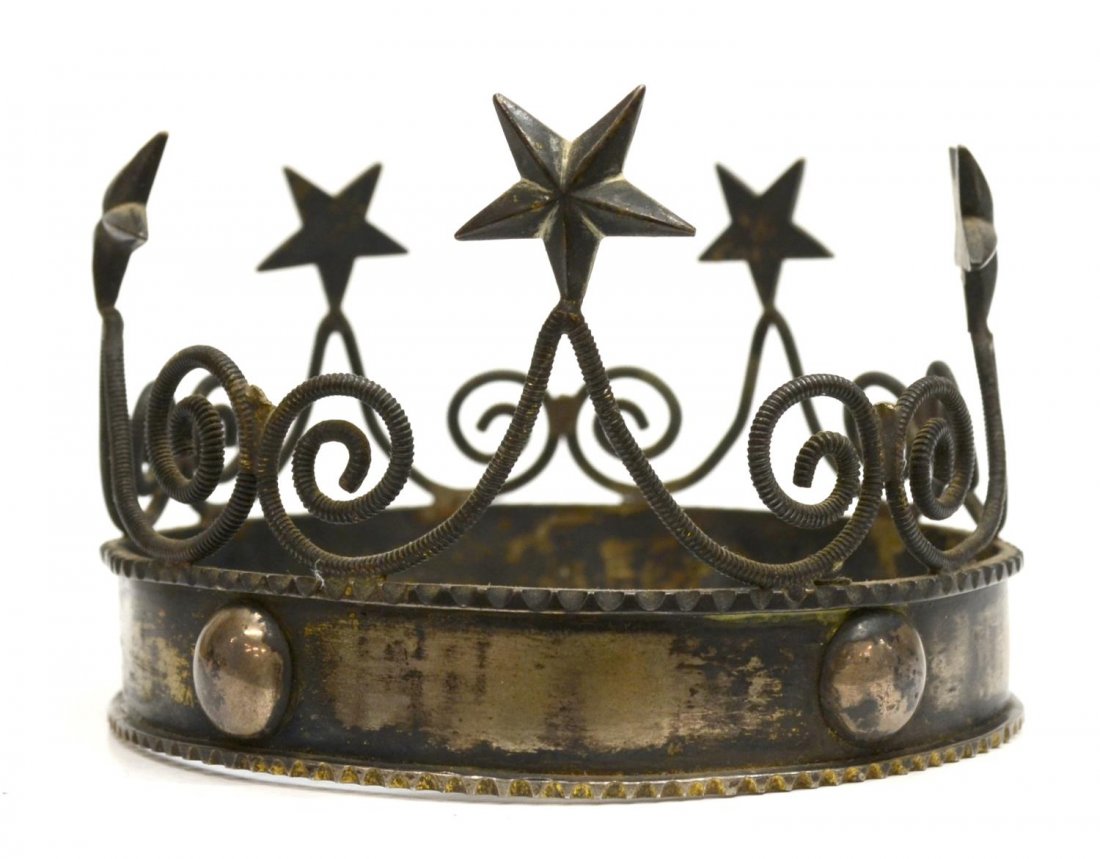 ANTIQUE RELIGIOUS SMALL SILVER TONE SANTOS CROWN (1 of 3)