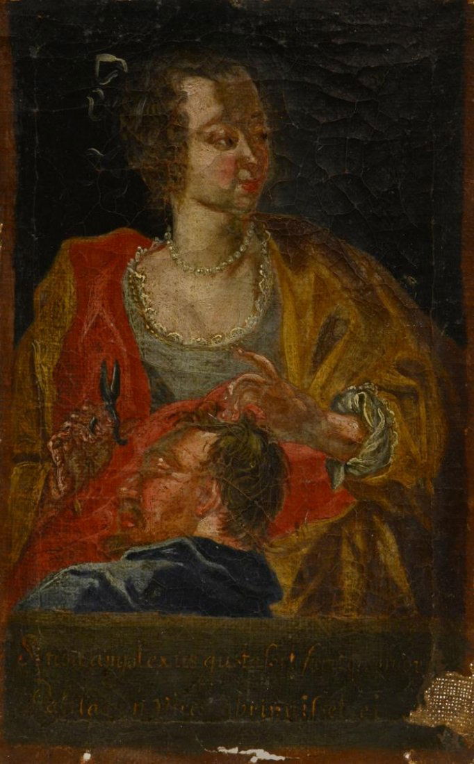 ANTIQUE RELIGOUS SPANISH COLONIAL PAINTING (1 of 4)