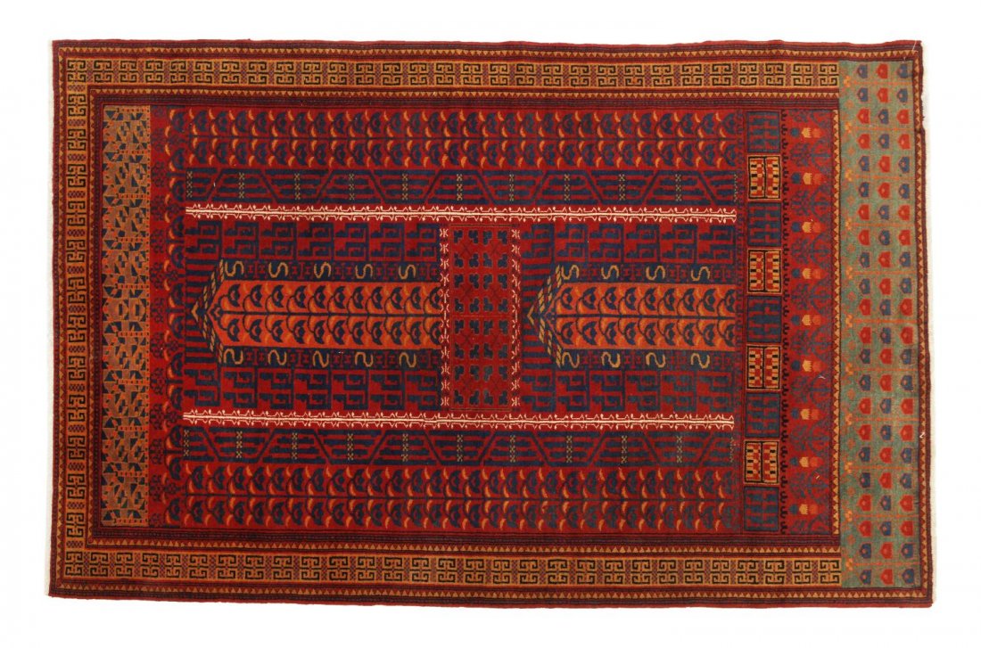 TURKOMAN HAND HAND TIED WOOL RUG, 6'3" x 4'1" (1 of 2)