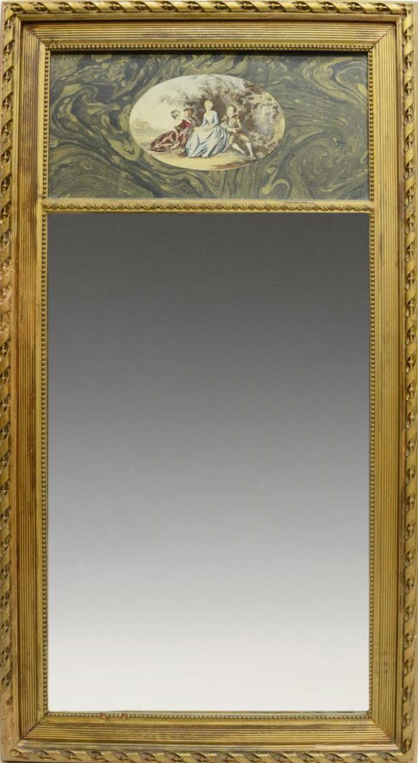 LARGE FRENCH GILDED TRUMEAU MIRROR, 19TH C. (1 of 4)