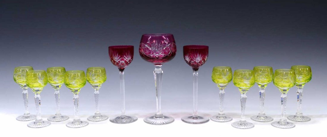 (13) CHARTREUSE CORDIALS & CRANBERRY STEMWARE (1 of 5)
