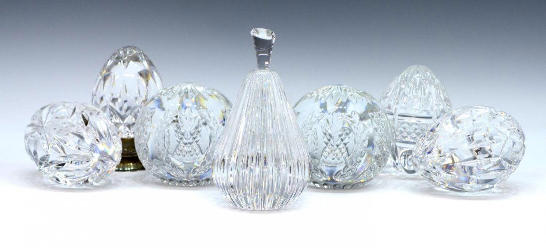 (7) WATERFORD ART CRYSTAL PAPERWEIGHT GROUP (1 of 5)