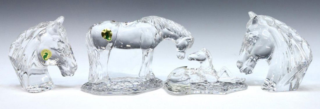 (4) WATERFORD ART CRYSTAL HORSE FIGURES, SIGNED (1 of 5)