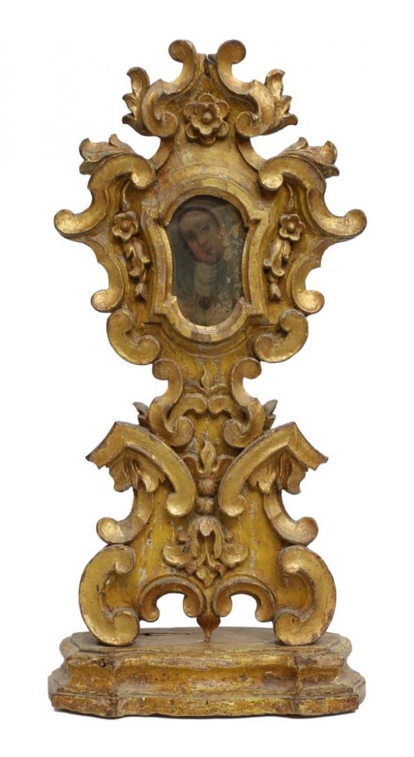 SPANISH COLONIAL ALTAR DECORATION, TIN RETABLO (1 of 4)