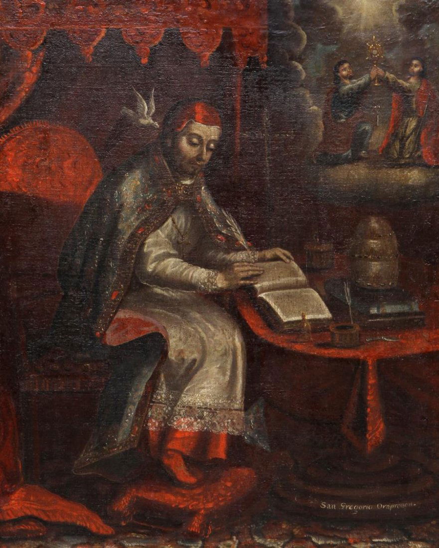 FRAMED RELIGIOUS PAINTING, POPE SAINT GREGORY (1 of 5)