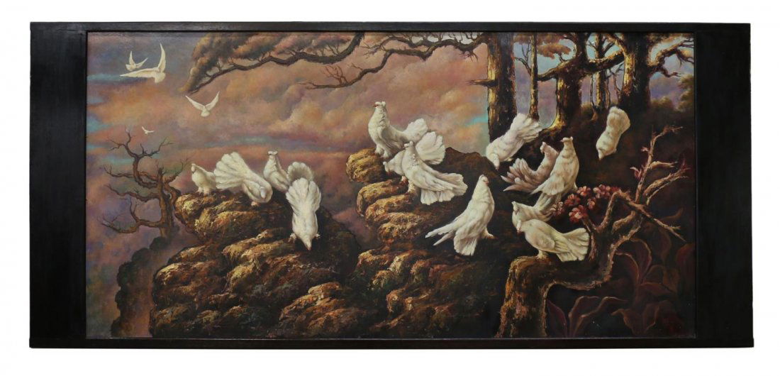 MANNER OF LEE MAN FONG (1913-1988), DOVES PAINTING (1 of 10)