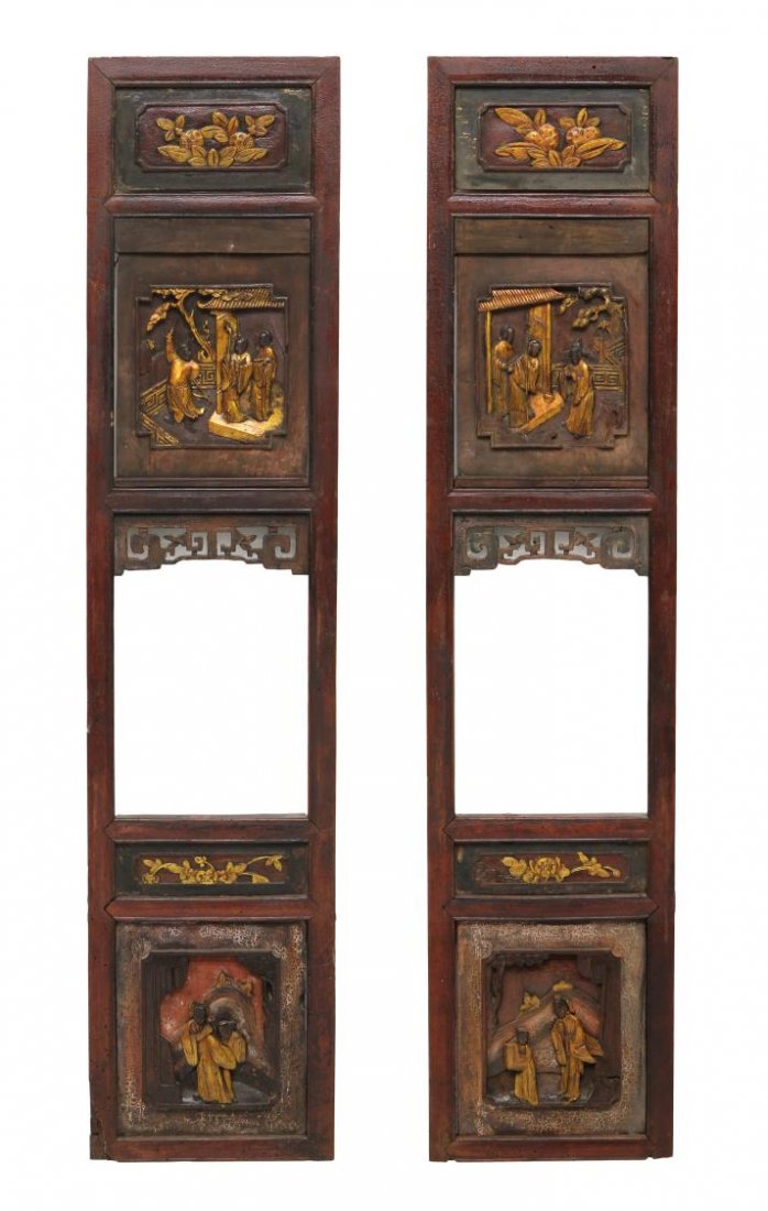 (2) CHINESE GILT RELIEF ARCHITECTURAL PANELS (1 of 4)