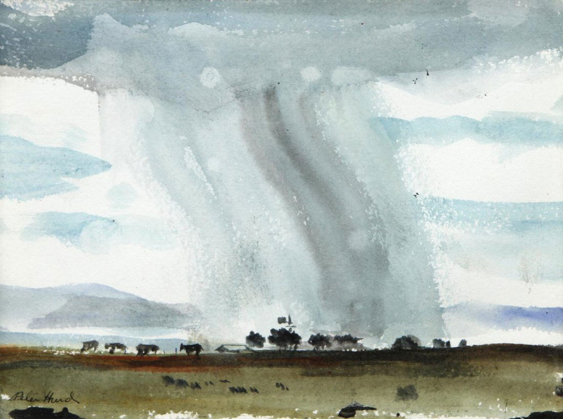 (2)PETER HURD(1904-1984), "CLOUDBURST", WATERCOLOR (1 of 9)
