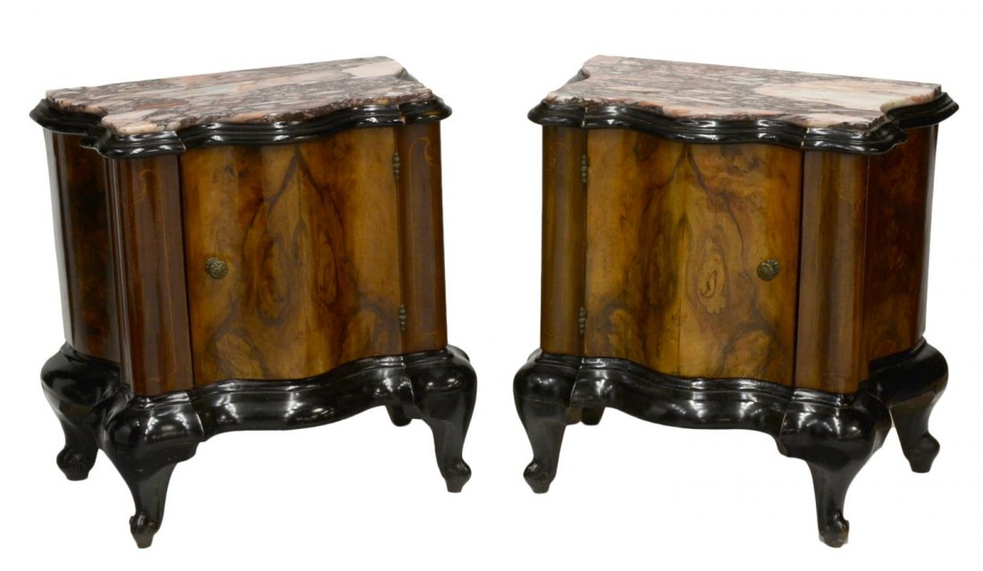 (2) ITALIAN MARBLE TOP BEDSIDE CABINETS (1 of 3)
