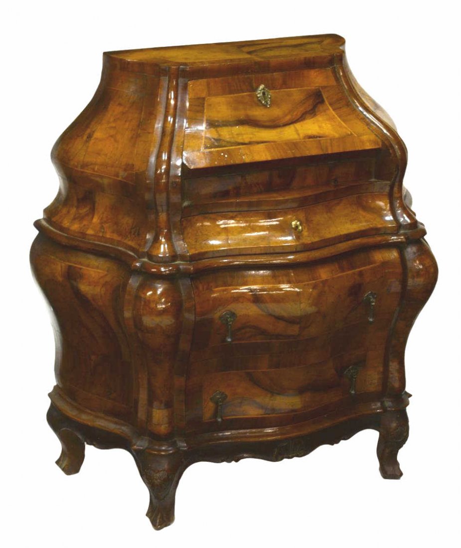 ITALIAN BURLWOOD PATCHWORK BOMBE SIDE TABLE (1 of 5)