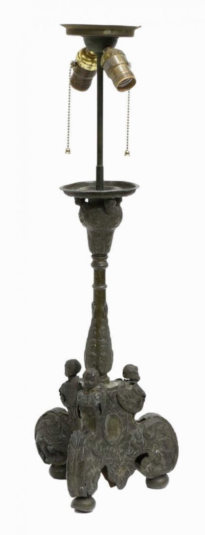 SPANISH COLONIAL CHERUB BUST CANDLE PRICKET LAMP (1 of 3)