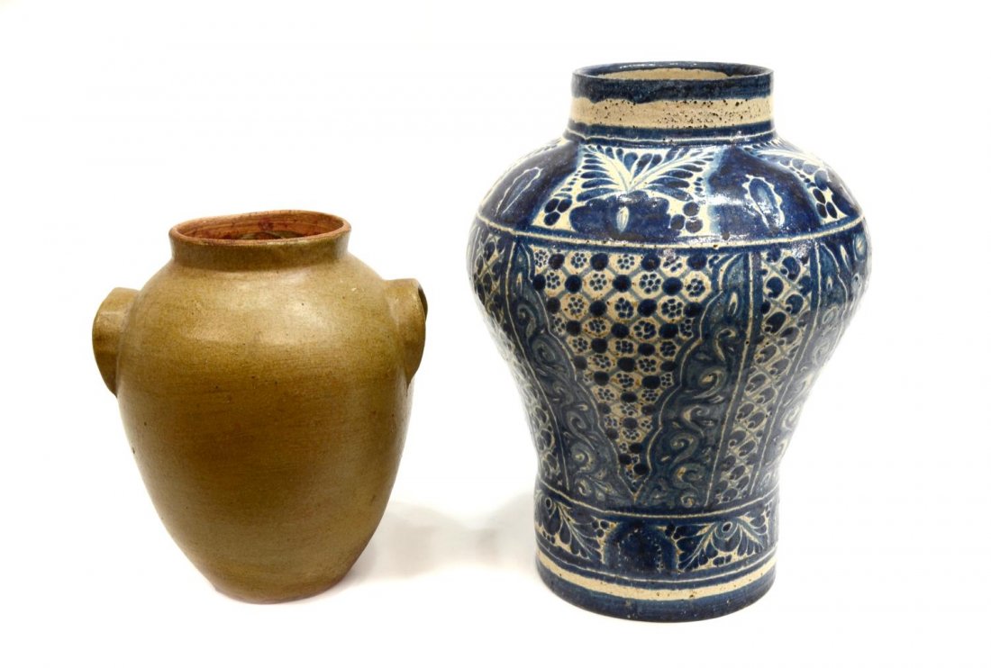 (2) VINTAGE MEXICO TALAVERA & EARTHENWARE JARS (1 of 7)