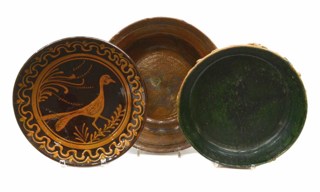 (3) LARGE MEXICO PAINTED POTTERY PLATES & BOWLS (1 of 8)