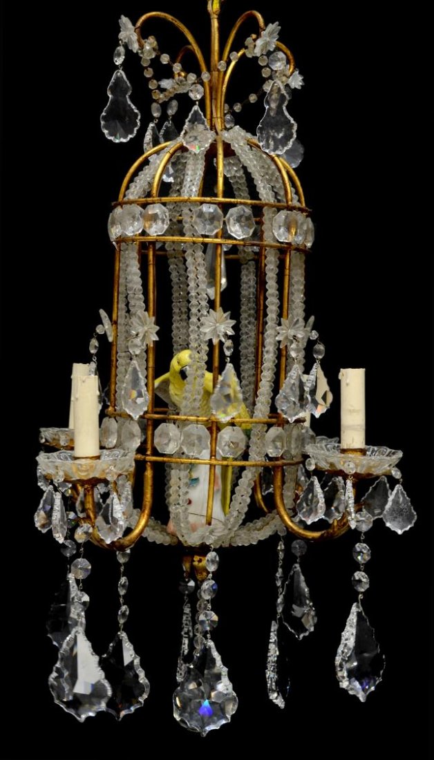SWAROVSKI CRYSTAL & PORCELAIN BIRD CHANDELIER (1 of 5)