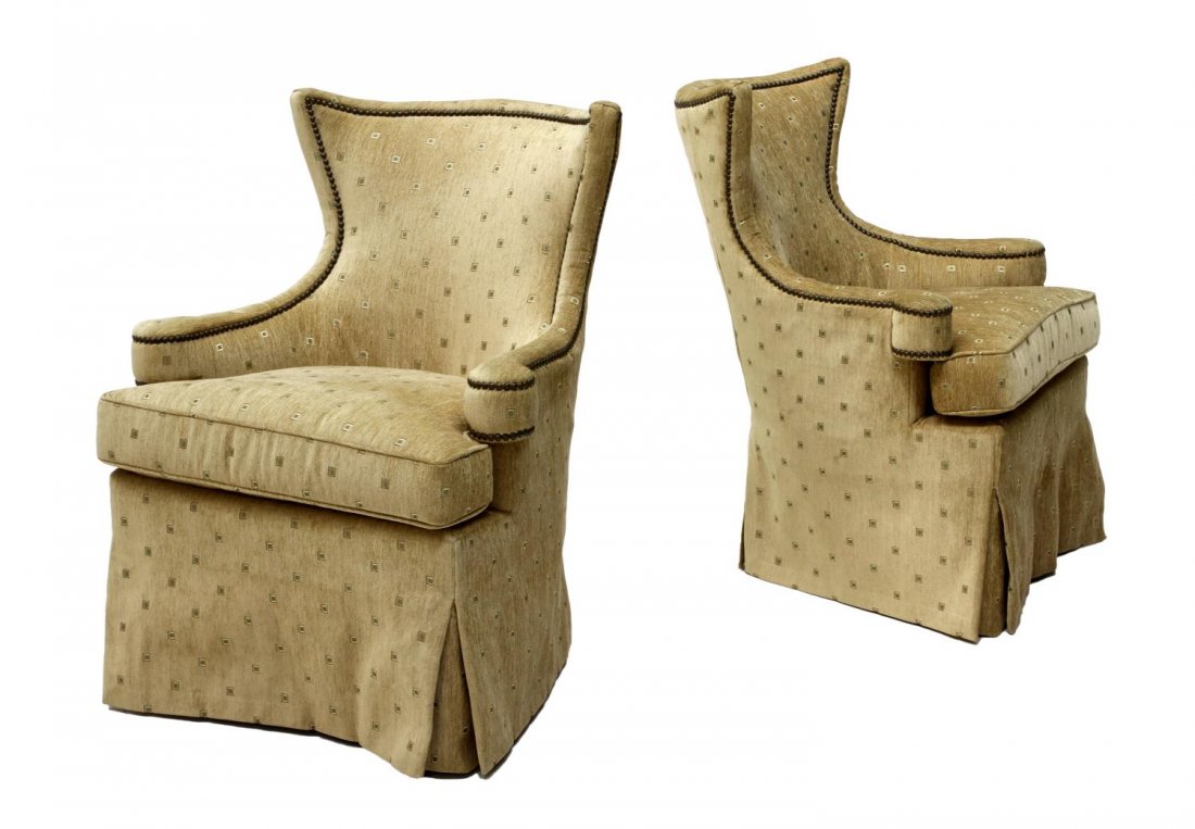 (2) FLOOR LENGTH UPHOLSTERED SLIPPER CHAIRS (1 of 6)