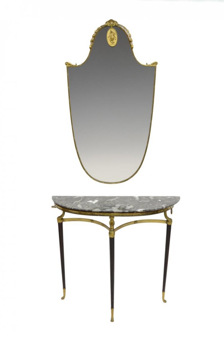 ITALIAN DEMI-LUNE WALL CONSOLE TABLE AND MIRROR (1 of 5)