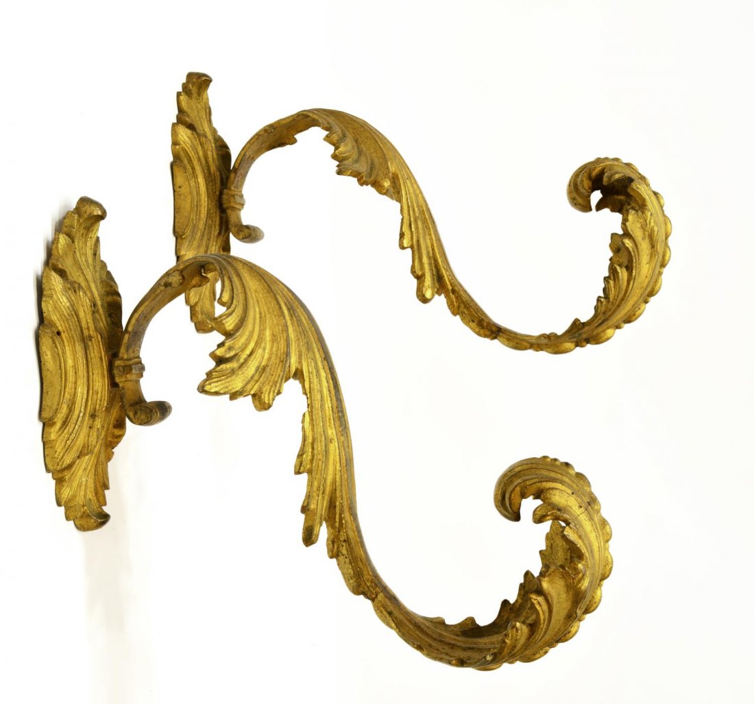 (2) ITALIAN GILT METAL ARCHITECTURAL WALL HOOKS (1 of 2)