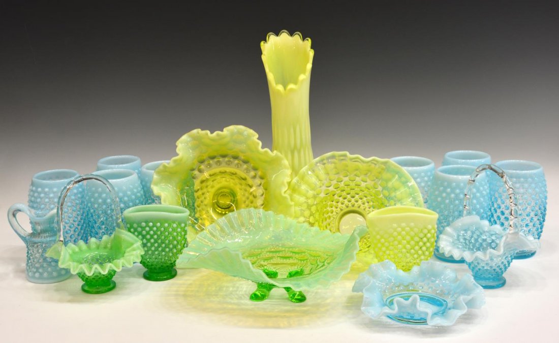 (18) VINTAGE OPALESCENT HOBNAIL ART GLASS GROUP (1 of 6)