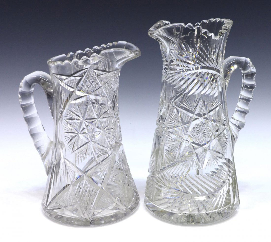 (2) LARGE AMERICAN BRILLIANT CUT WATER PITCHERS (1 of 3)