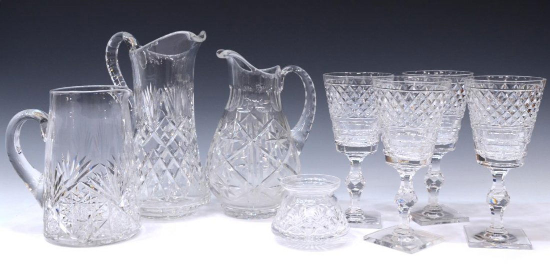 (8) COLLECTION CUT TO CLEAR GLASS TABLE ITEMS (1 of 6)