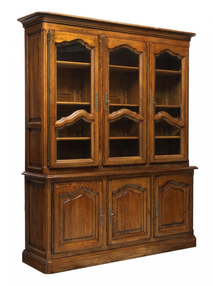 FRENCH PROVINCIAL GLAZED DOOR OAK BOOKCASE (1 of 5)