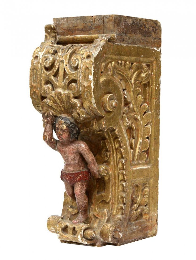 COLONIAL FIGURAL ARCHITECTURAL ELEMENT, 18TH C. (1 of 5)