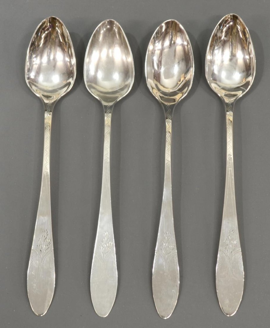 (4) 18TH C. THOMAS PARR LONDON STERLING SPOONS (1 of 4)